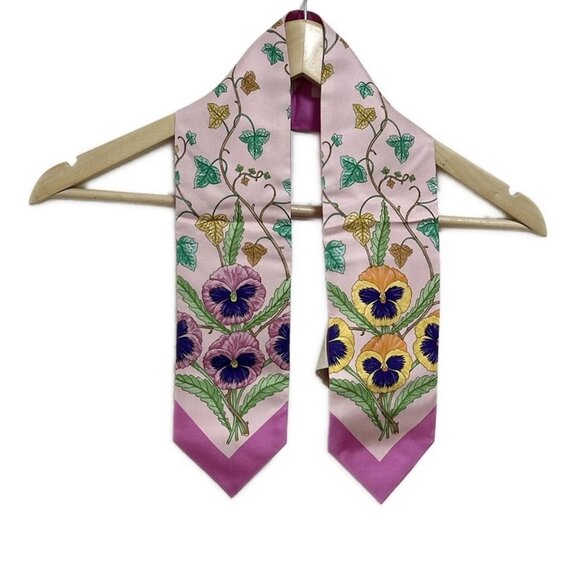 GUCCI - Light Pink Green Multi Scarf 171-071825 - Picture 1 of 6